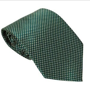 COACH Mens Silk Tie Green Microdot Classic Necktie 57x3.75” Italy